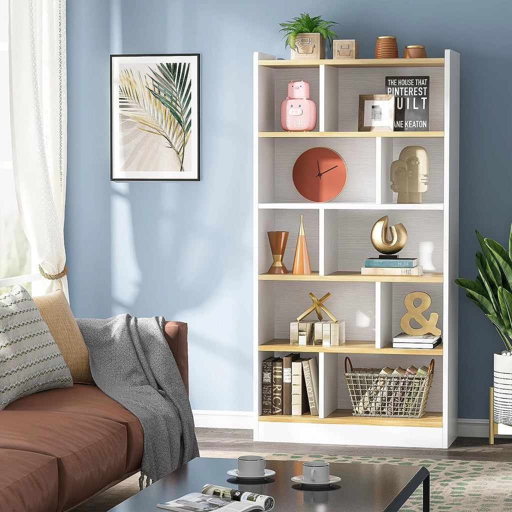 72-inch 6-Tier White Bookcase U4096
