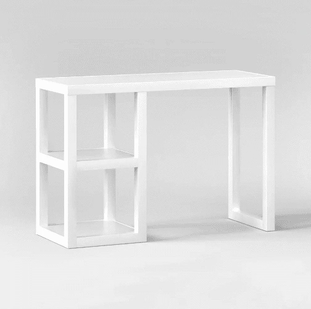 White Wood Writing Desk with Storage Q39896
