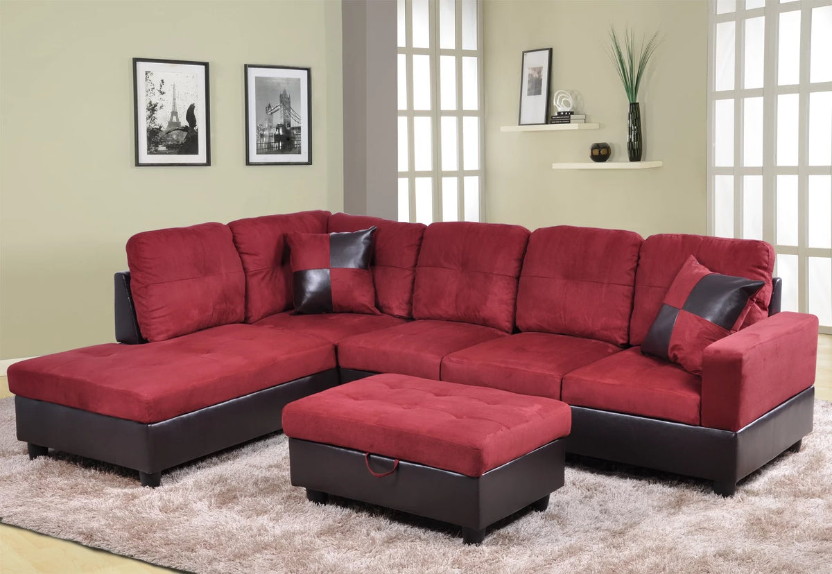 L-Shape Sectional Sofa Set Microfiber Faux Leather Q280466