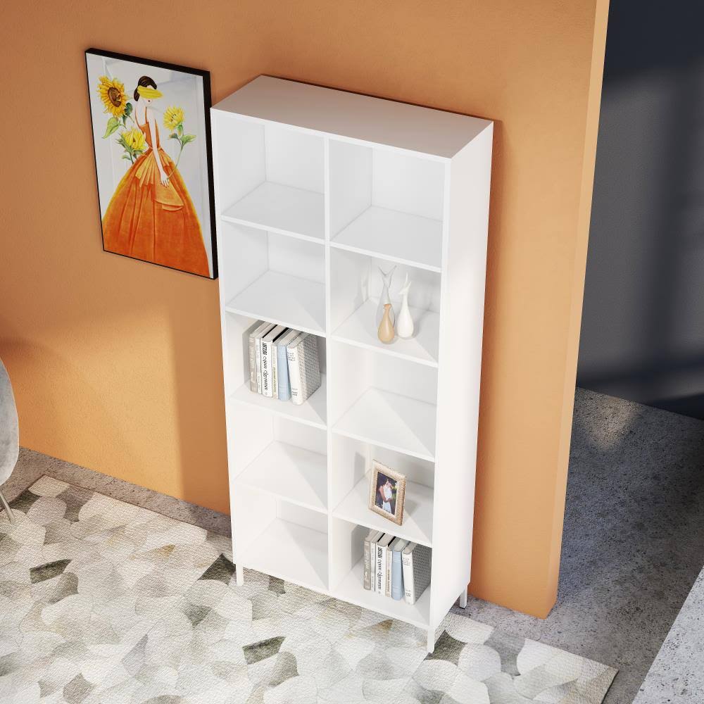 White Particleboard 5-Shelf Bookcase Z165