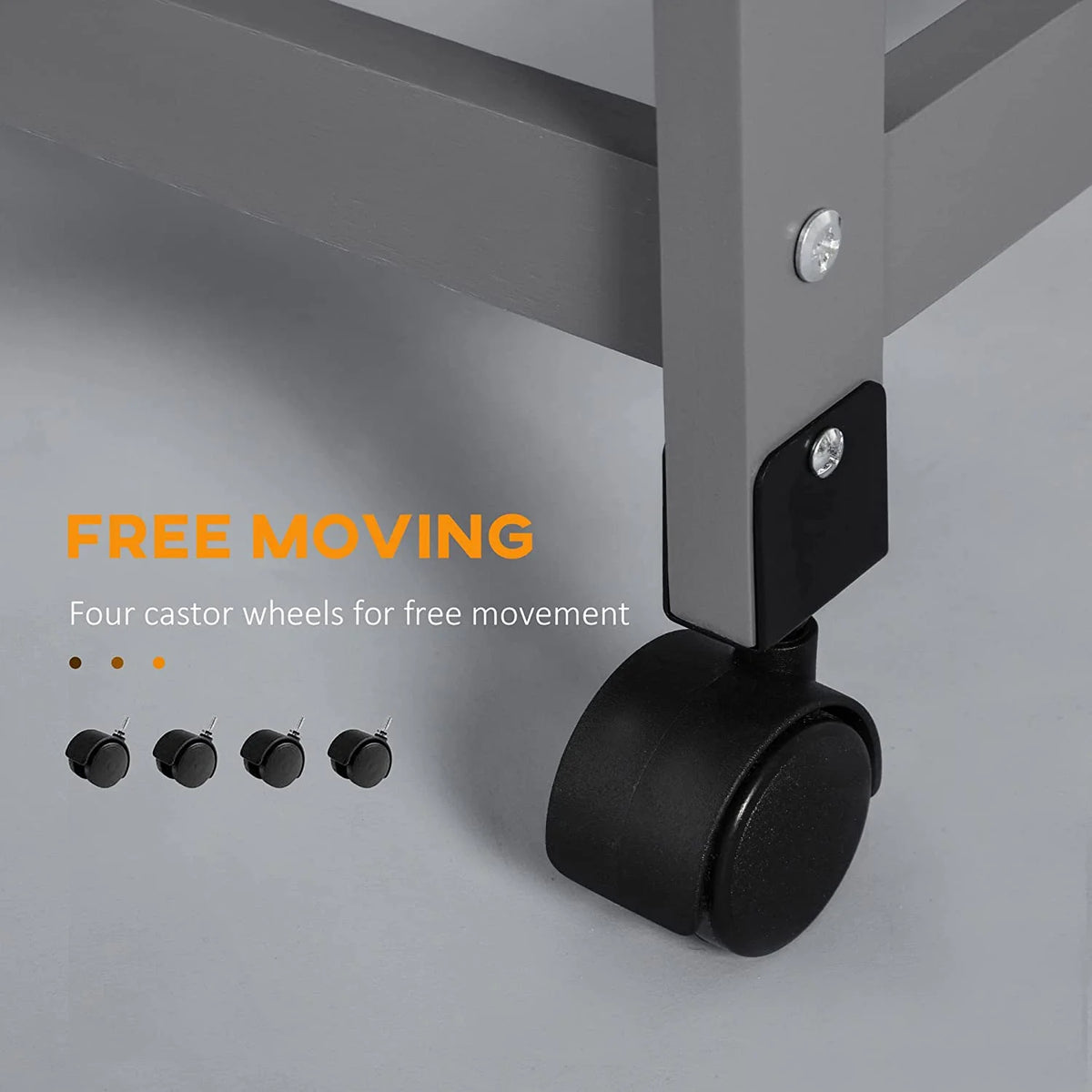 Gray Rolling Kitchen Cart with Storage S342