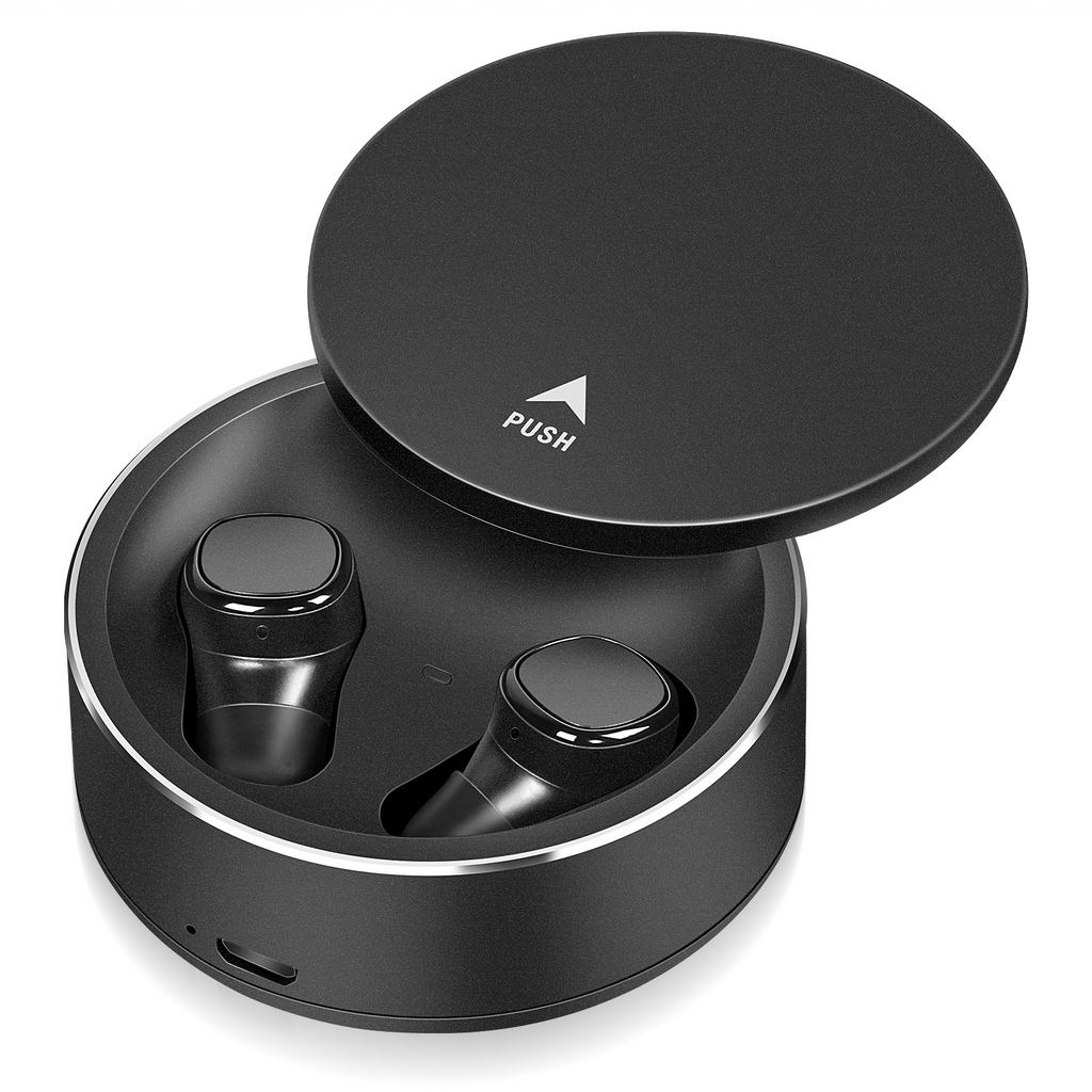 Black True Wireless Earbuds with Mic B155277