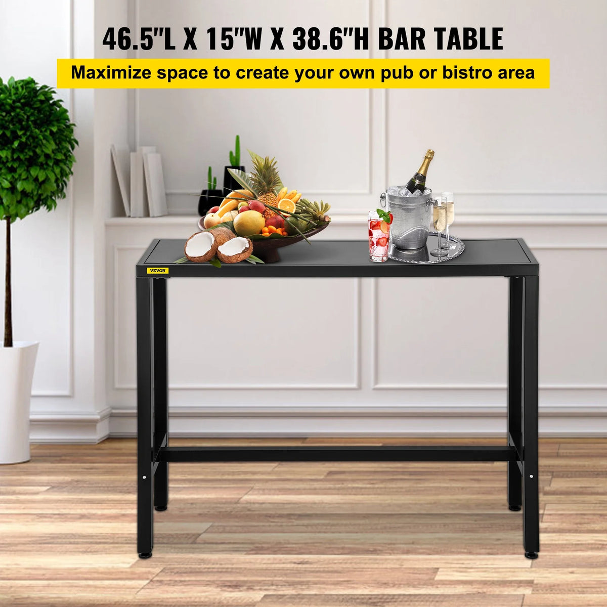 Narrow Rectangular Bar Height Outdoor Table with Adjustable Feet F709262