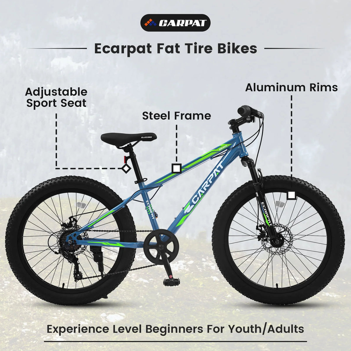 Green 24 inch Fat Tire Mountain Bike C409