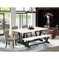 6-Piece Dining Table Set with Tufted Chairs and Bench Y130