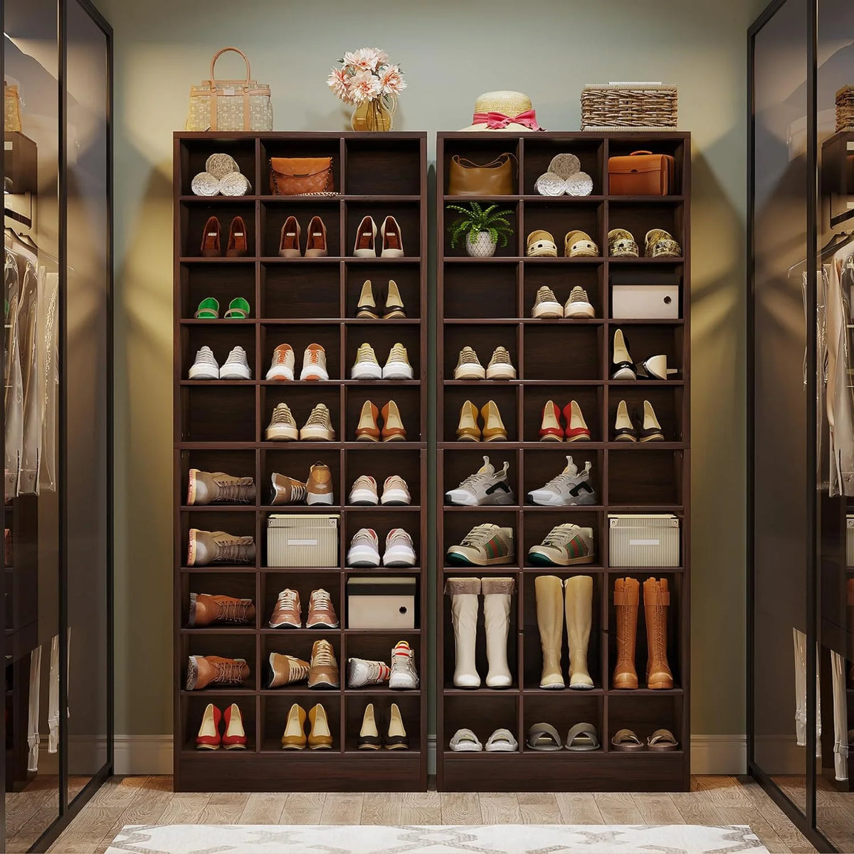 10-Tier Wooden Shoe Storage Cabinet with 30 Cubbies F782485