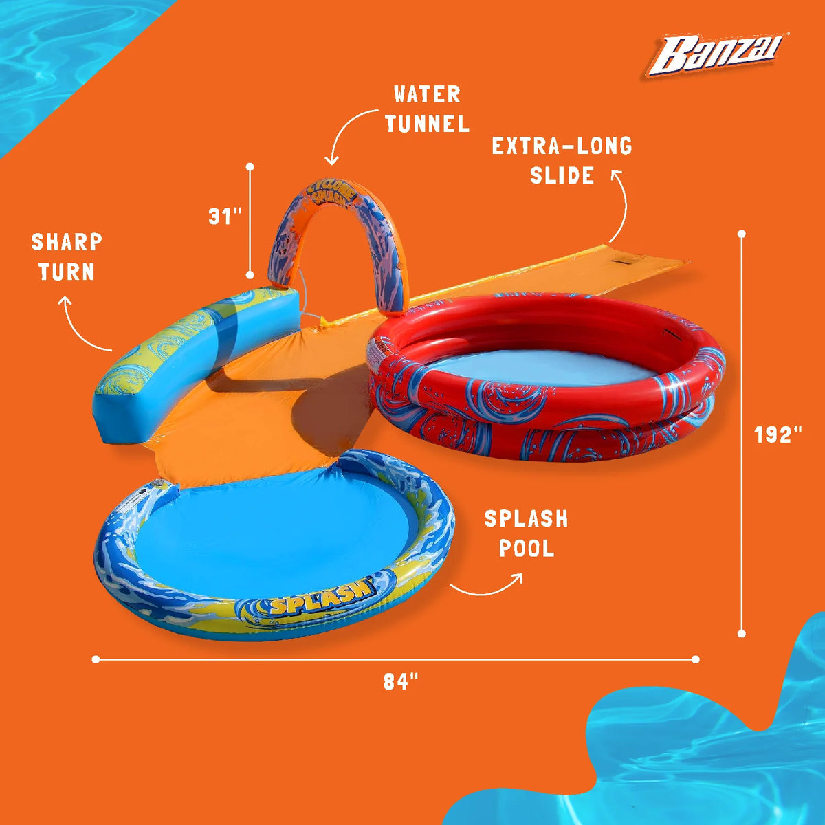 Inflatable Splash Park with Sprinkling Slide & Water Pool F22425