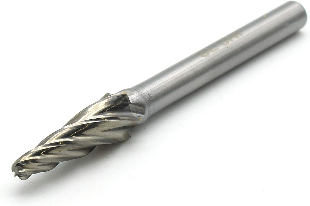 5 pc Set Aluminum Carbide Rotary Burr File, 1/2 Inch and 3/8 Inch Head, 1/4 Inch Diameter 2 Inch Long Shank Z401