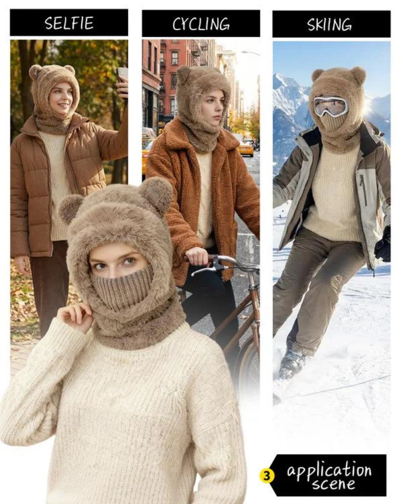 Windproof Thermal Hat with Bear Ears I417534