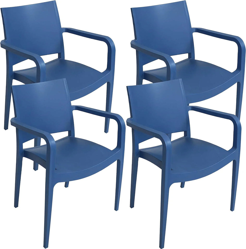 Sax Blue Plastic Dining Armchair 4 Chairs G1618