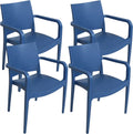 Sax Blue Plastic Dining Armchair 4 Chairs G1618