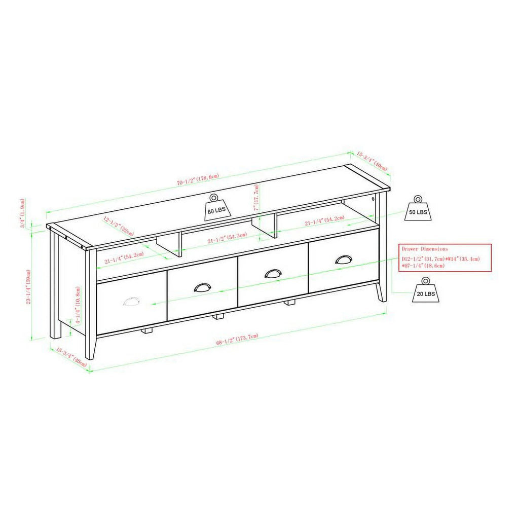 70" 4-Drawer TV Stand F628