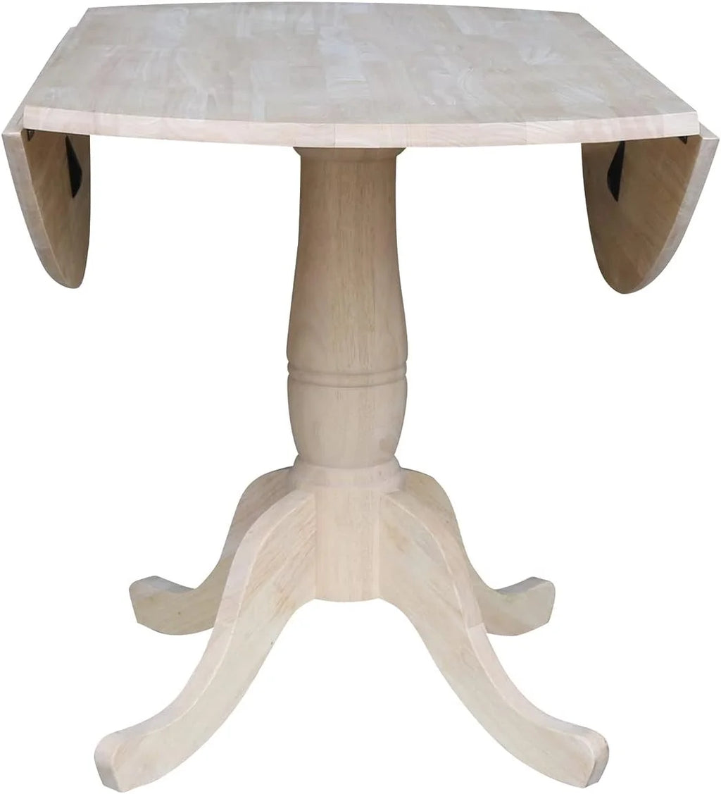 Unfinished Dual Drop Leaf Pedestal Dining Table J2049