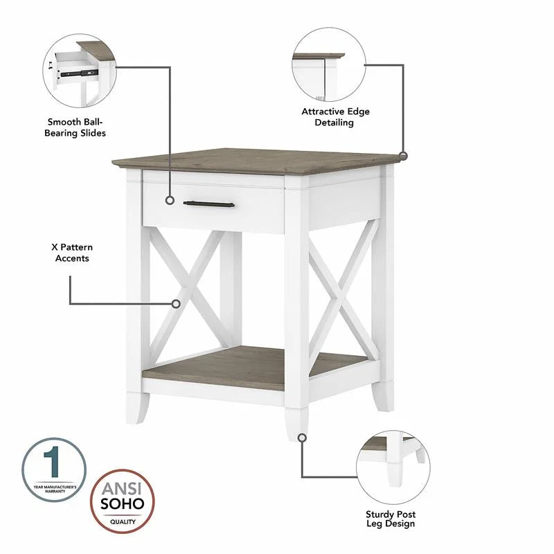 White and Gray Engineered Wood Coffee Table with End Tables N53214