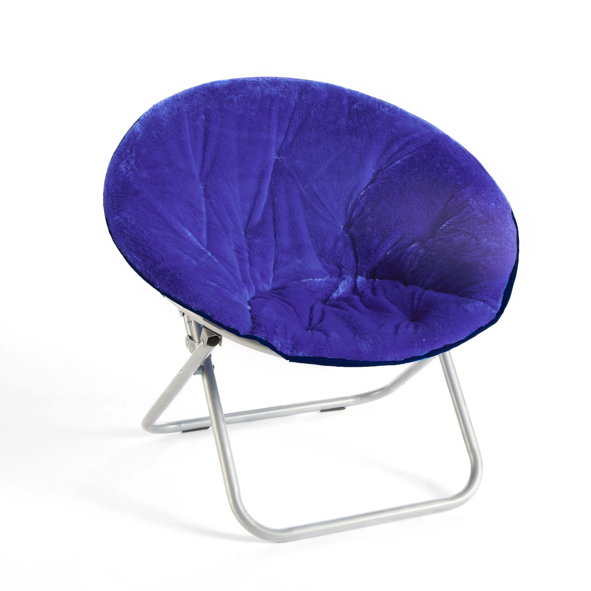 Navy Faux Fur Saucer Chair V500342