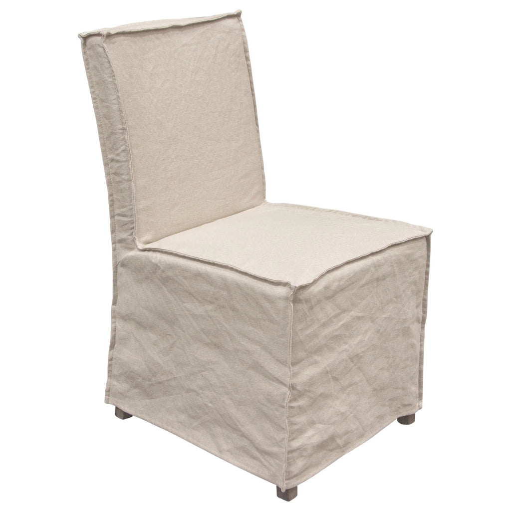 Sand Linen Dining Chairs with Wood Legs, Pack of 2 H99422