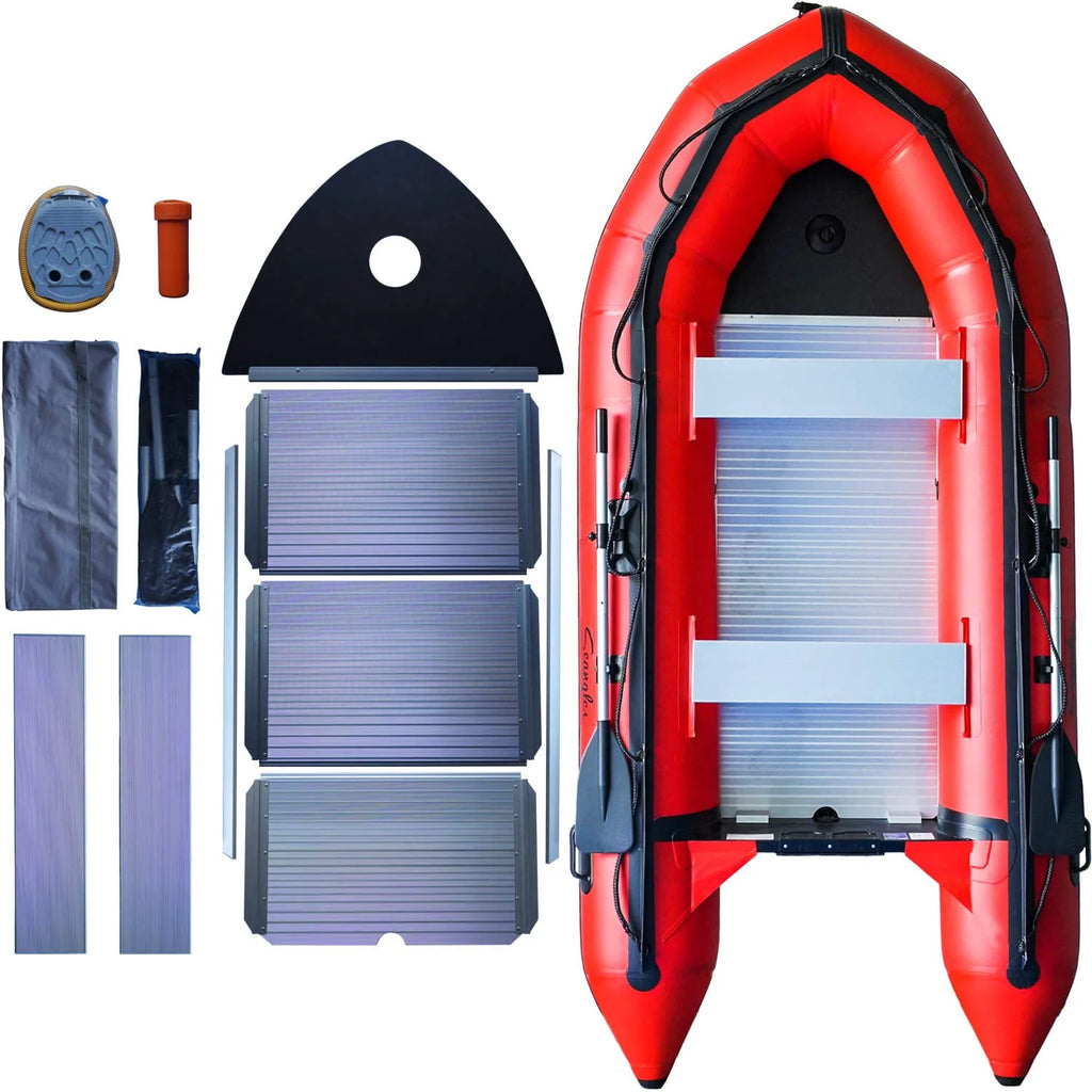 Inflatable Boat 4 Person Aluminum Floor Heavy Duty Saltwater Fishing Boat Z428
