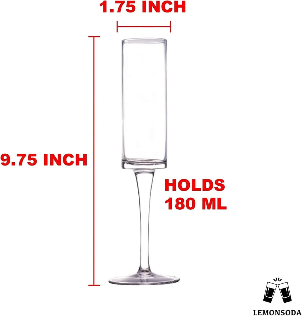 Hand-Blown Crystal Champagne Flutes 6oz I596