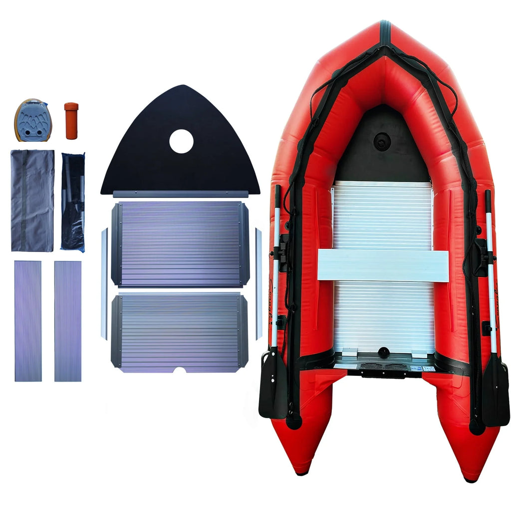 Inflatable Boat 4 Person Aluminum Floor Heavy Duty Saltwater Fishing Boat Z428