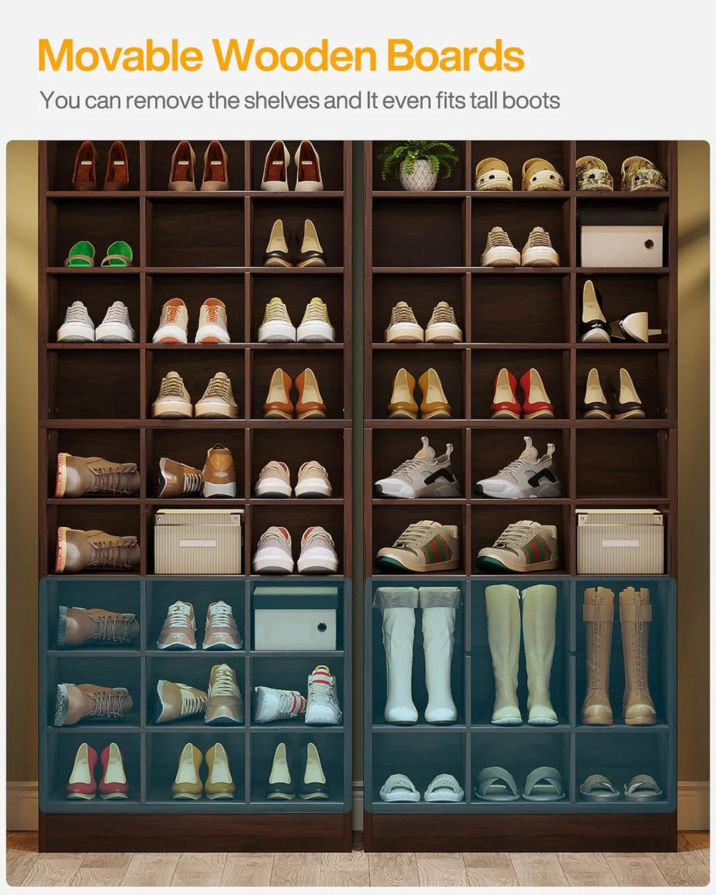 10-Tier Wooden Shoe Storage Cabinet with 30 Cubbies F782485