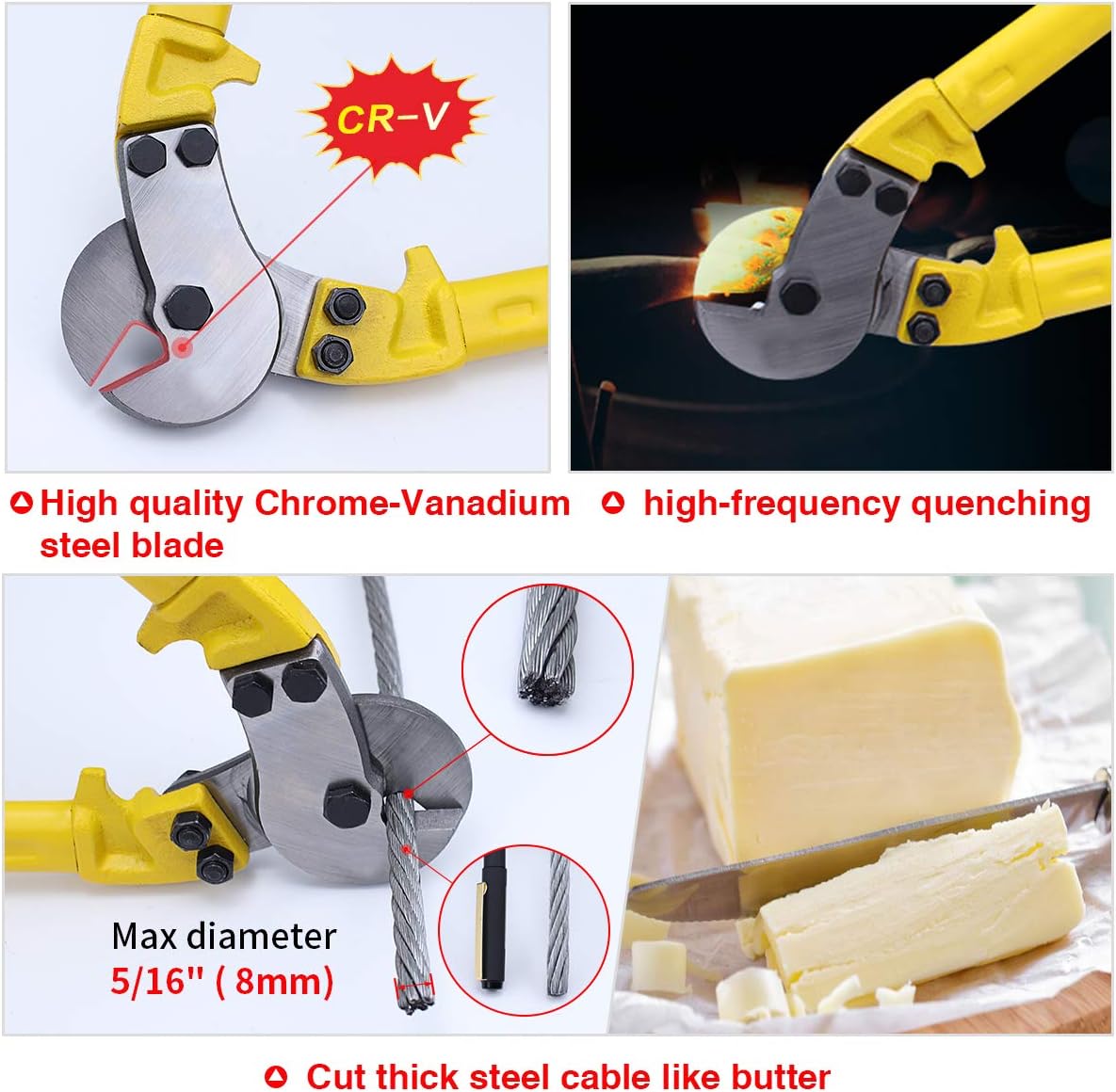 18" Chromium Vanadium Steel Cable Cutter with 10Pcs Ferrules P478