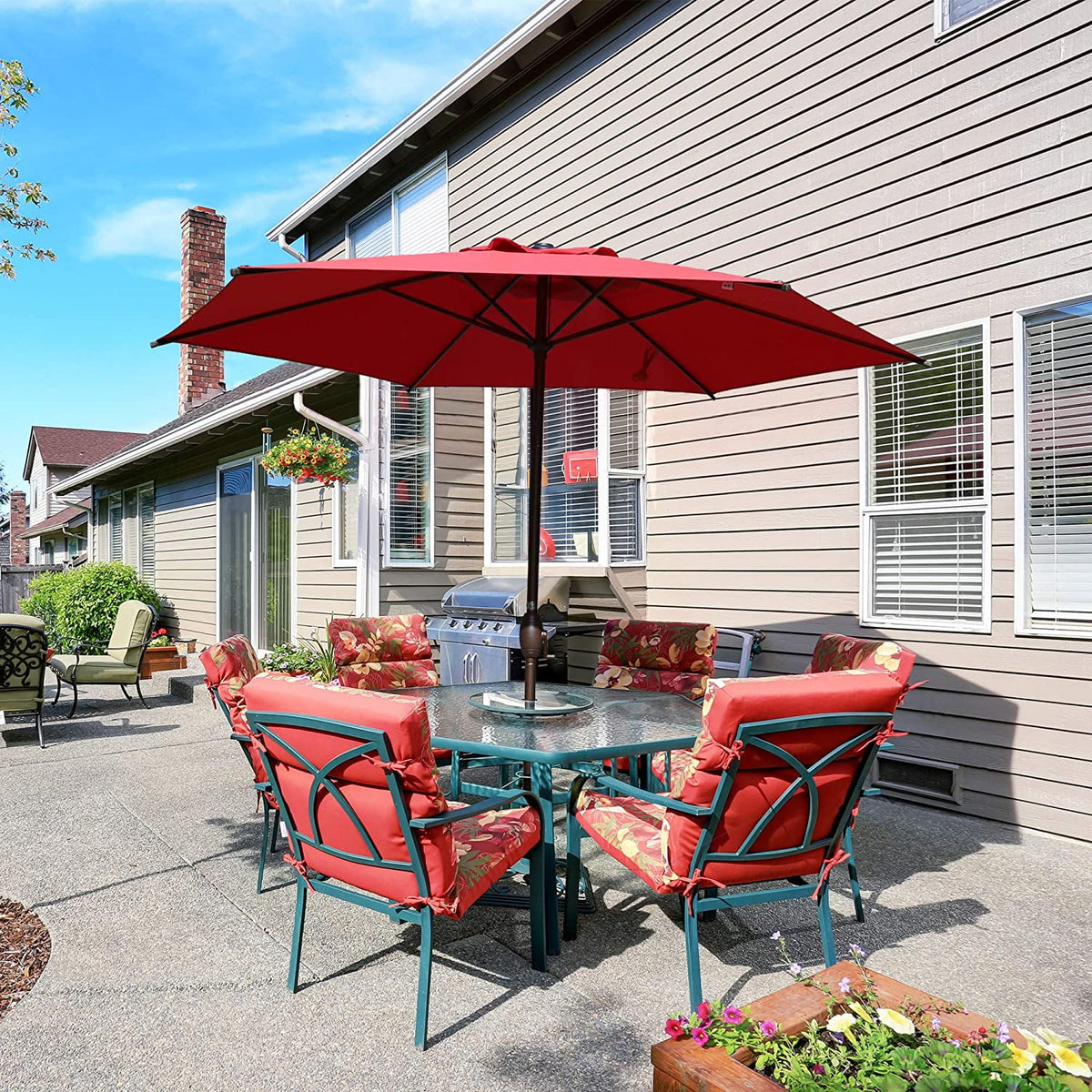 7.5ft Round Outdoor Market Umbrella with Push Button Tilt C25412