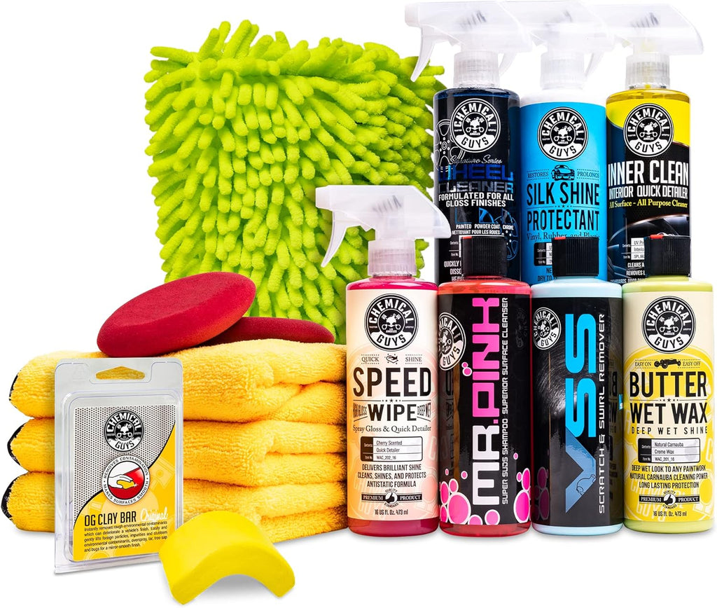 14 Items Car Cleaning Kit with 16 oz Chemicals O2245