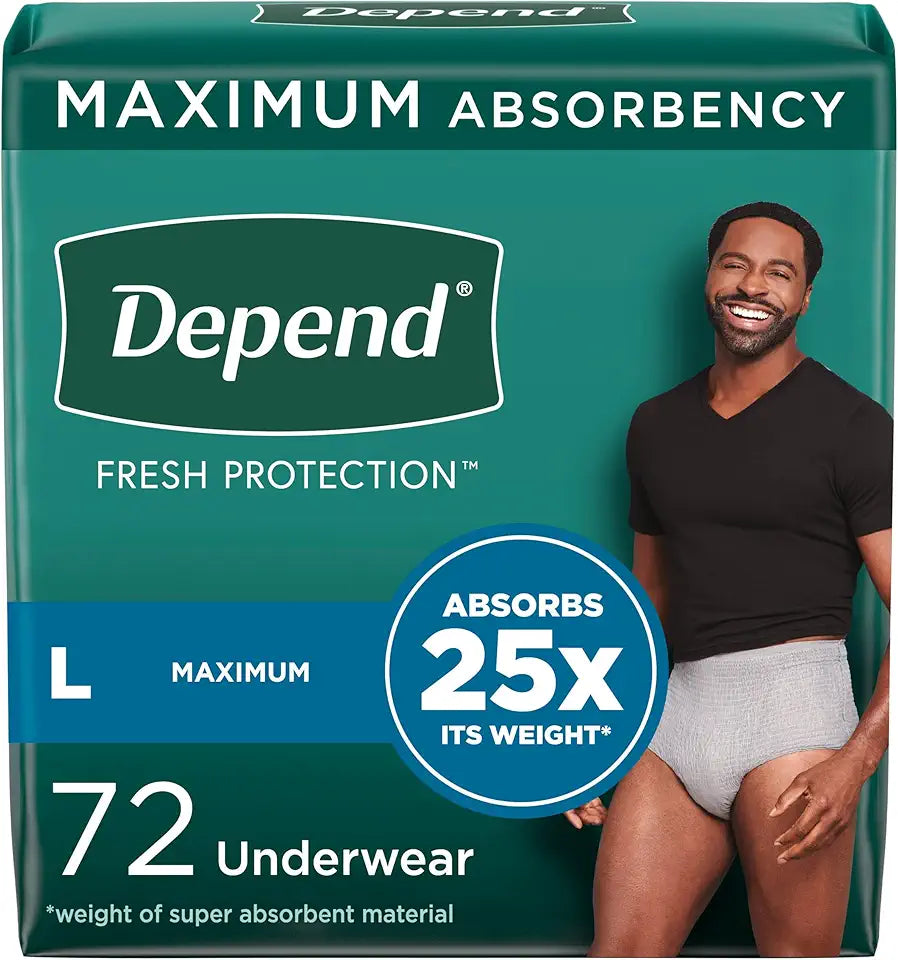 Large Grey Disposable Adult Incontinence Underwear 72 Count L919155