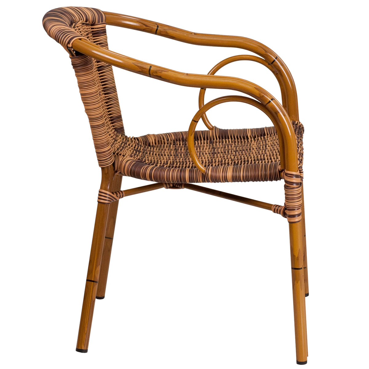 Brown Rattan Patio Chair with Dark Red Frame F631