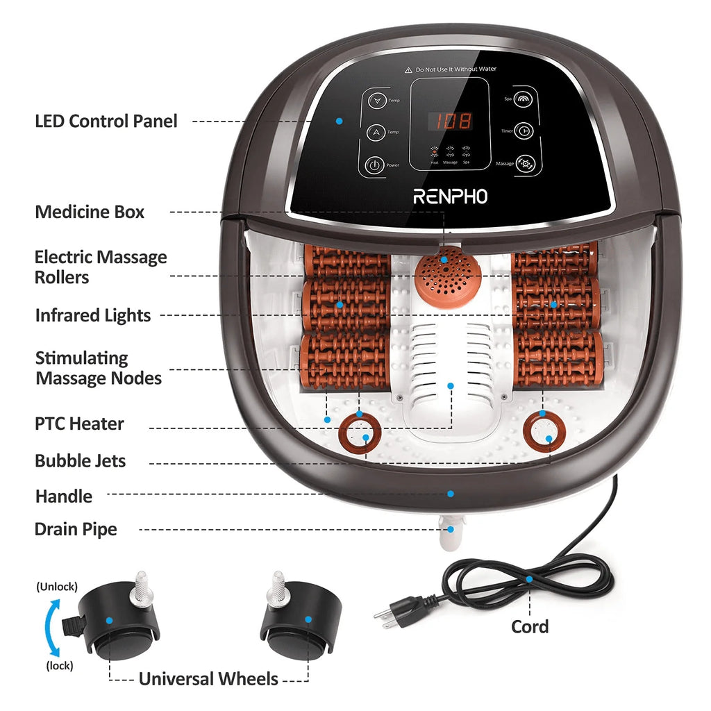 Foot Spa Bath Massager with Heat Bubbles Massage & Jets O4611