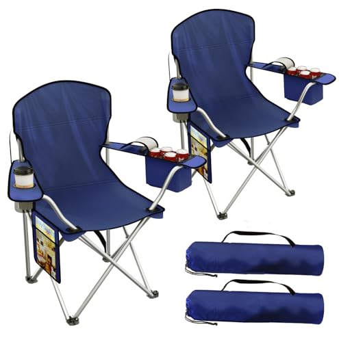 Folding Camping Chair with Cooler Pouch, Cup Holder & Storage Pocket U2198