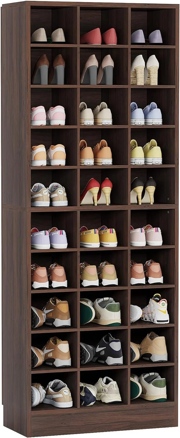 10-Tier Wooden Shoe Storage Cabinet with 30 Cubbies F782485