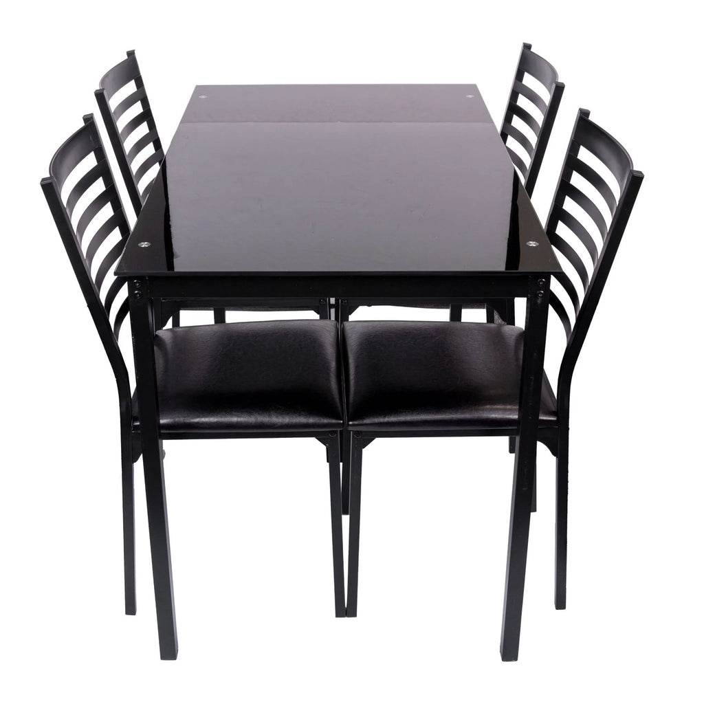 5 Piece Black Dining Table Set with 4 Upholstered Chairs Z930631