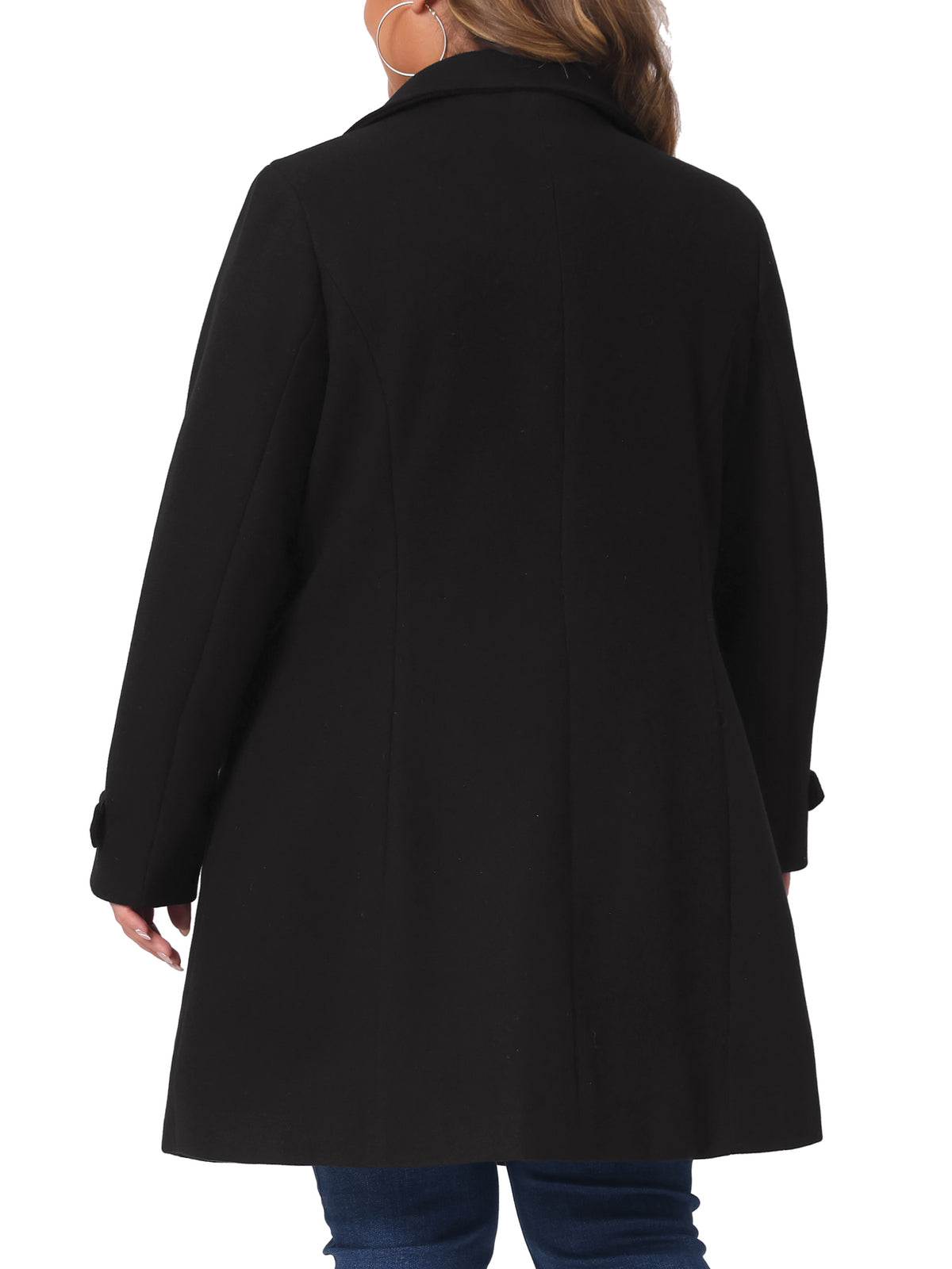 Plus Size Turndown Collar Long Coat Q457