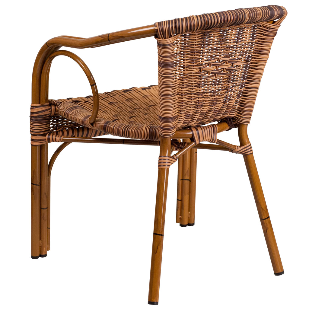 Brown Rattan Patio Chair with Dark Red Frame F631