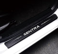4Pcs Reflective 4D Carbon Fiber Leather Door Sill Protector Sticker J578