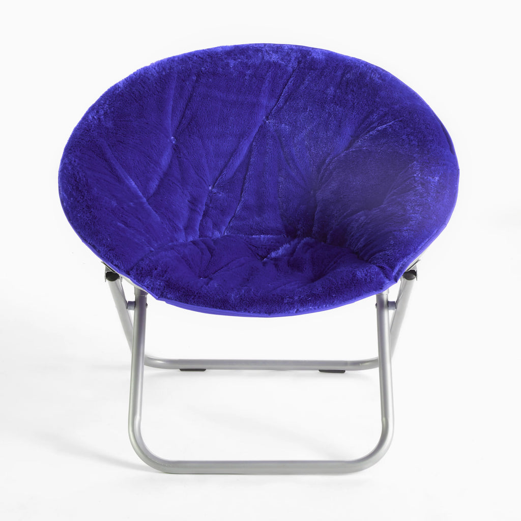 Navy Faux Fur Saucer Chair V500342