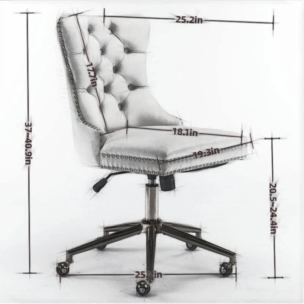 Beige Armless Adjustable Swivel Chair with Wheels A954