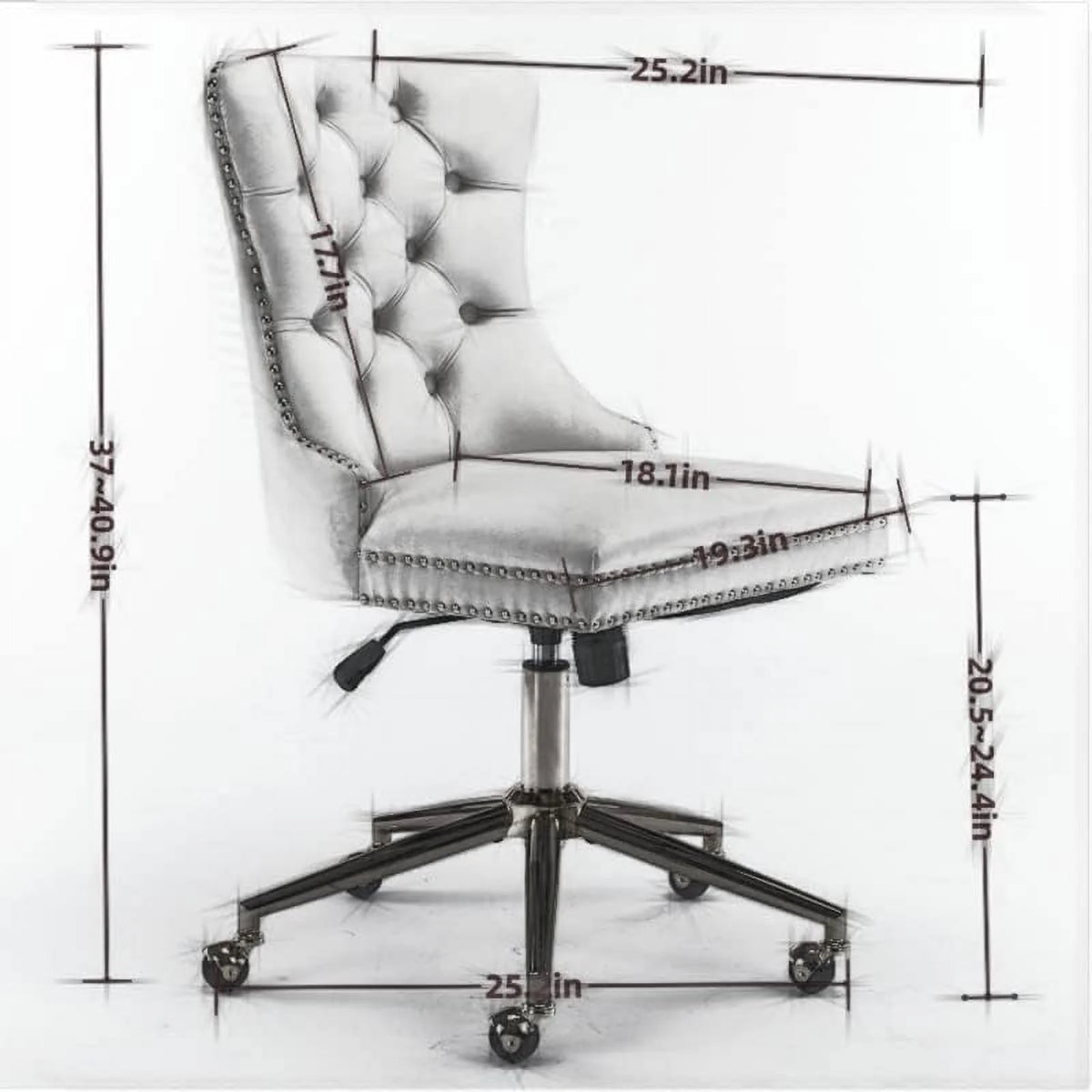 Beige Armless Adjustable Swivel Chair with Wheels A954