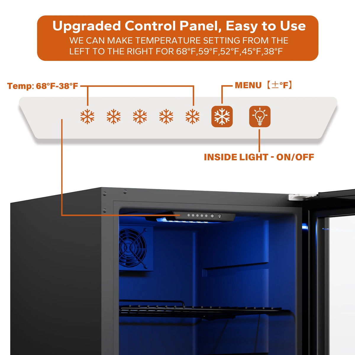 95-121 Can Beverage Refrigerator with Glass Door E300