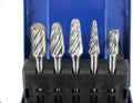 5 pc Set Aluminum Carbide Rotary Burr File, 1/2 Inch and 3/8 Inch Head, 1/4 Inch Diameter 2 Inch Long Shank Z401