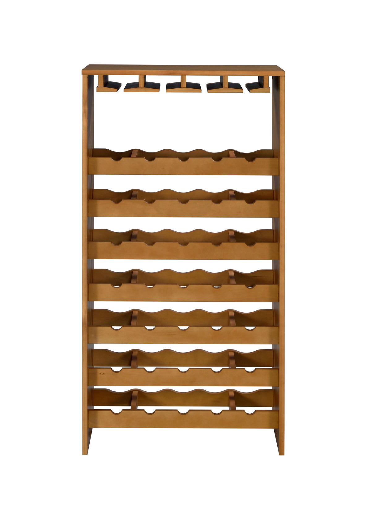 Oak 35-Bottle Wine Cabinet with Stemware Rack E8572