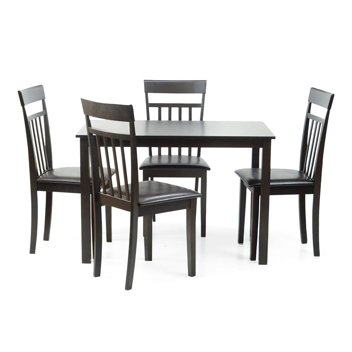 Set of 5 pc Solid Wooden Table and Chairs Espresso Black Finish R164