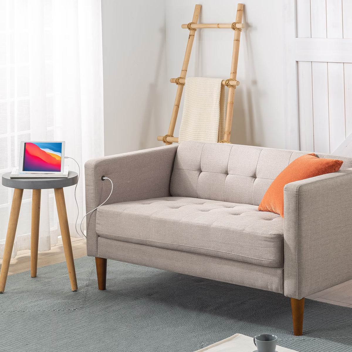 Oatmeal 2 Seat Loveseat with USB Ports R47127