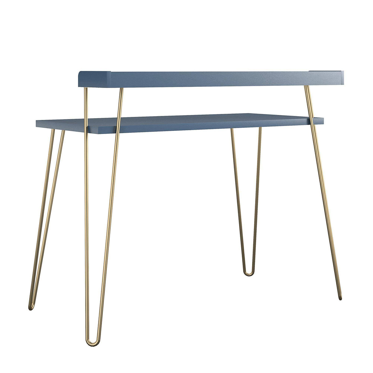 Navy Retro Desk with Riser and Gold Legs H501537