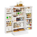 White Wood Pantry Cabinet with Doors and Adjustable Shelves J520166