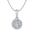 14K White Gold Diamond Halo Pendant Necklace O264