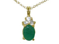 10K Yellow Gold Emerald & Diamond Pendant Necklace J70594