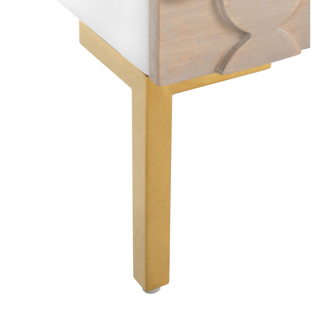 White/Gold 1 Drawer Side Table Q69610