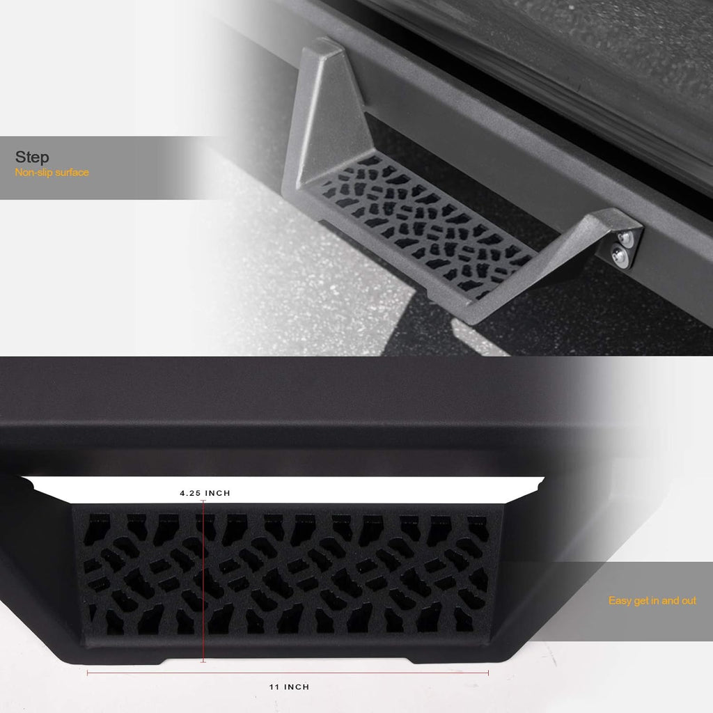 Matte Black Nerf Bars Running Boards for Ford F150 SuperCrew Cab J1777